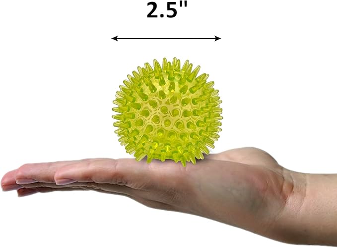 Cutie's PetBox Squeaky Rubber Spike Toy Ball for Small Dogs (2.5 Inch, Yellow)