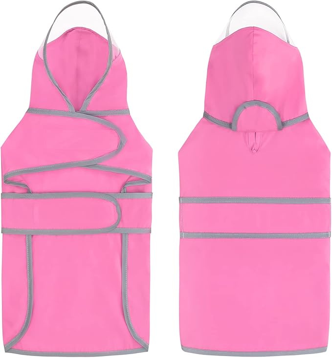 HDE Dog Raincoat with Clear Hood Rain Jacket Poncho for Small Medium Large Dogs Pink - M