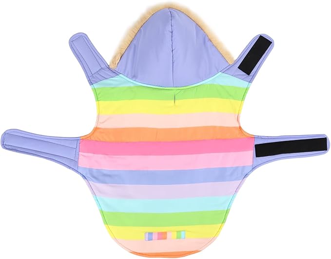 HDE Dog Puffer Jacket Fleece Lined Warm Dog Parka Winter Coat with Harness Hole Pastel Rainbow - XXL