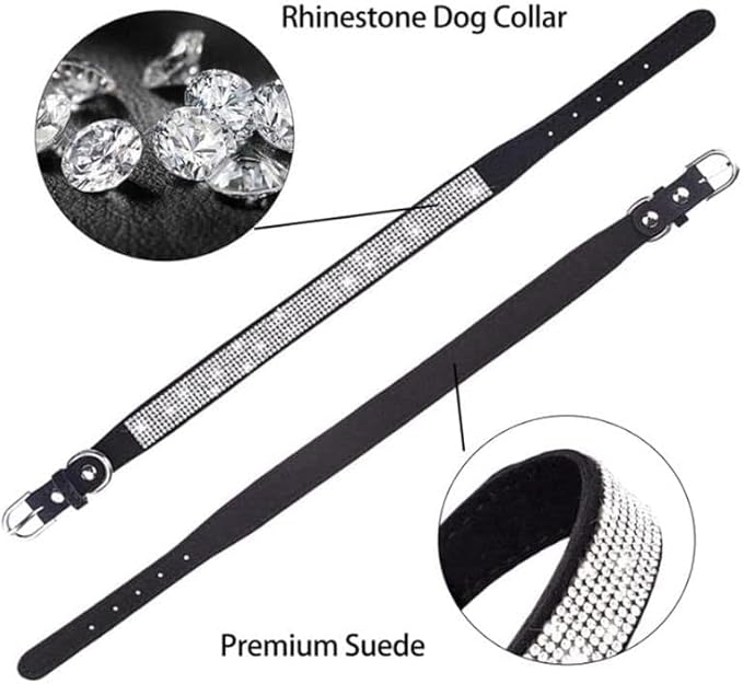Serijoars Small Dog Collar with Rhinestone Crystal Diamond Colorful Bling Girl Puppy Cat Collars (M, Light Blue)