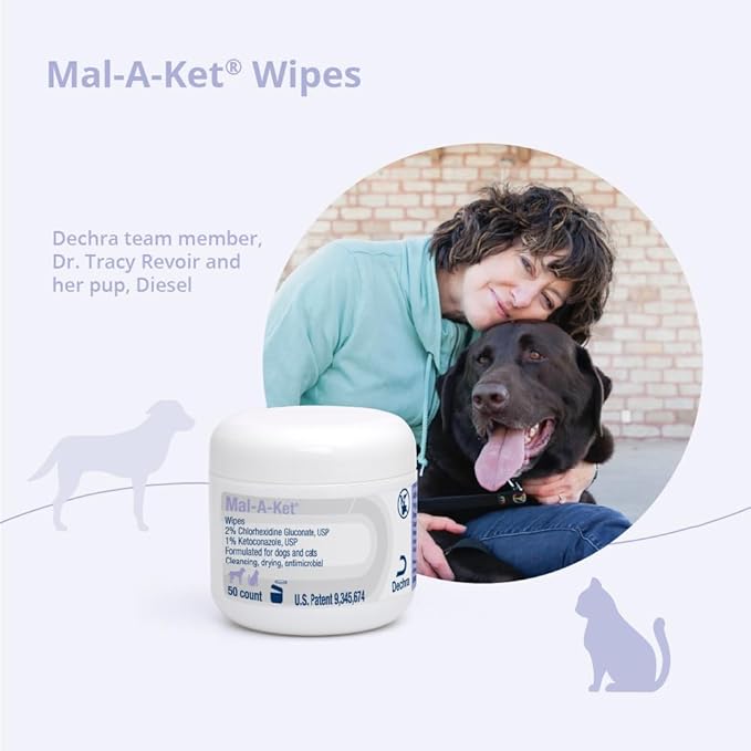 Mal-A-Ket Wipes for Dogs and Cats, 2.25" Round, 50 Count jar