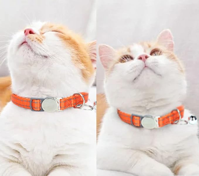 Red Cat Collar with Bell & Breakaway, Reflective Kitten Collar with Bells, Soft Nylon Break Away Dog Collar for Xs Small Tiny Puppy, Neck 7-11 Inch