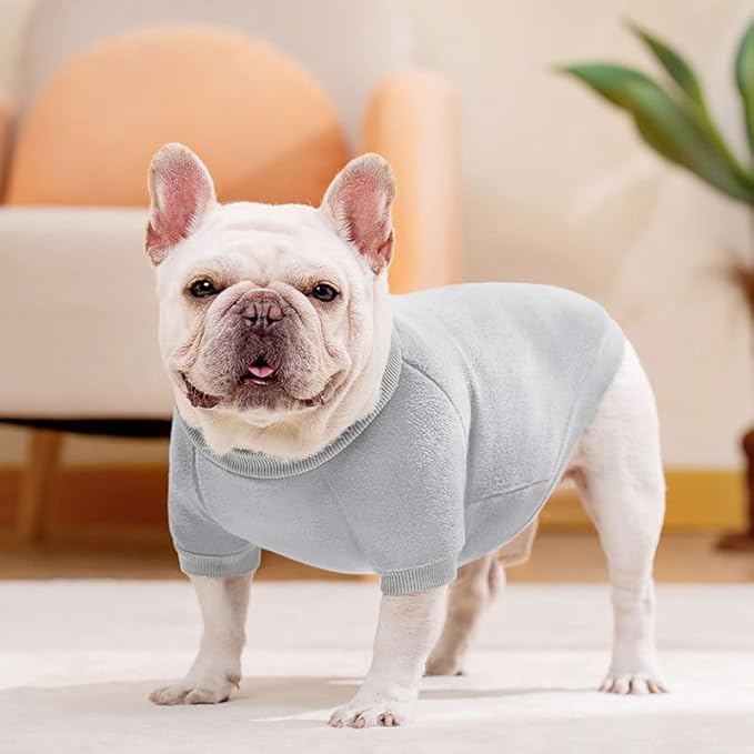 Idepet Dog Fleece Sweater, Small Dogs & Cats Shirt Pullover Sweatshirt, Soft, Warm Winter Shirt, Classic Cat Apparel, Large, Grey