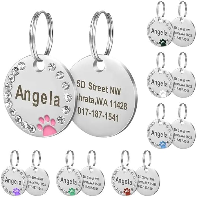 Personalized Dog/Cat Cute Paw Pet ID Tag with Unique Laser Engraving Name and Phone Number for Pet Collar or Key Chain (Green)