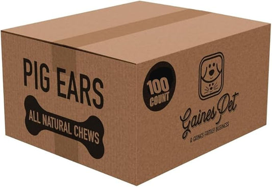 Gaines Pet Pig Ears for Dogs – 100 Count, All-Natural Whole Ears – No Additives or Hormones, Rawhide Alternative, Supports Dental Health, Easily Digestible Treat for Small to Large Dogs