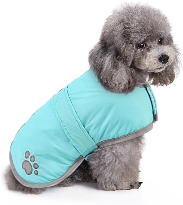 Queenmore Dog Winter Coat, Fleece Puffer Dog Down Vest, Cold Weather Pet Jacket for Dogs, Waterproof Reflective Reversible Dog Sweater Clothes for Small, Medium and Large Dogs (Light Blue, XL)