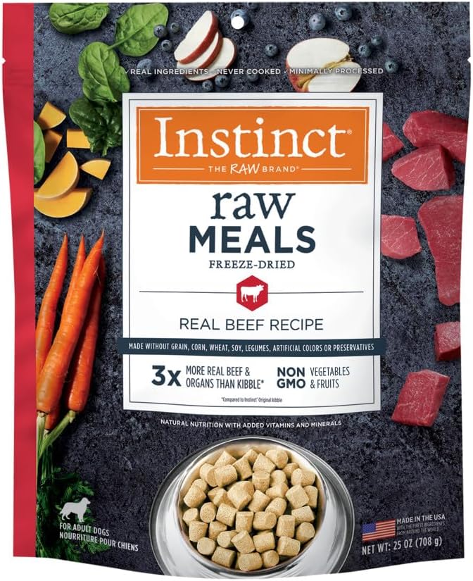 Instinct Freeze Dried Raw Meals, Natural Dry Dog Food, Grain Free - Real Beef, 25 oz. Bag