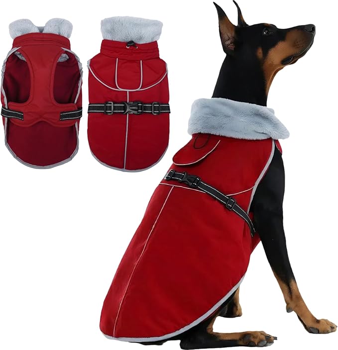 Insulated Outdoor Dog Winter Coat, Relaxed Fit Puppy Hard Shell Jacket with Full-Body Reflective Strips, Waterproof & Lightweight Coats for Tiny Small Dogs, Pet Jackets for Chihuahua Boy Girl(Wine,XS)