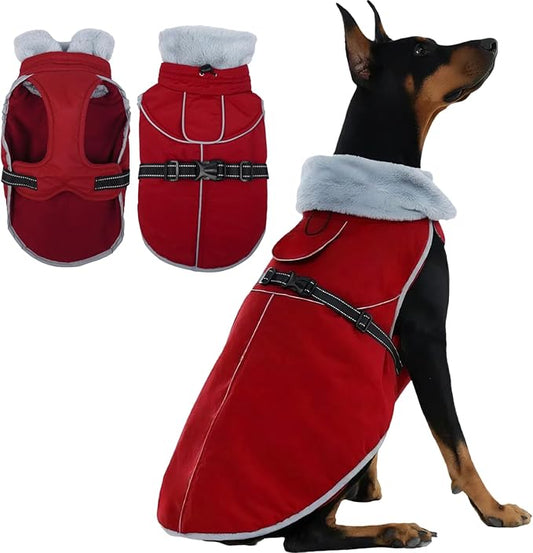 Insulated Outdoor Dog Winter Coat, Relaxed Fit Puppy Hard Shell Jacket with Full-Body Reflective Strips, Waterproof & Lightweight Coats for Tiny Small Dogs, Pet Jackets for Chihuahua Boy Girl(Wine,XS)