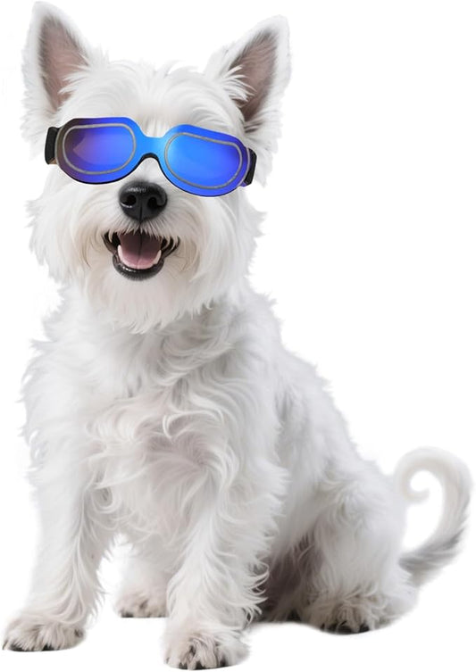 Namsan Dog Goggles Small Breed, Anti-UV Sunglasses for Dogs Small Breeds, Windproof Riding Dog Eye Protection, Yorkie Glasses with Elastic Straps, Easy Put-on/Adjustable, Bright Blue