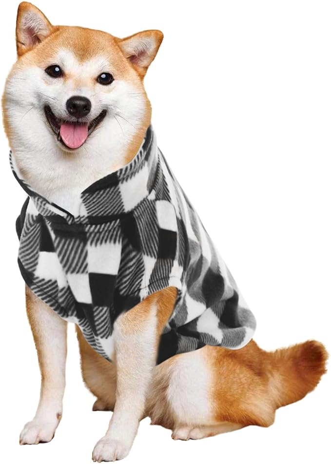 Kama Bridal Dog Spring Autumn Winter Coat Pullover Fleece Vest for Cats & Dogs - Thin Sweater, Black & White Plaid (Black, XXS)