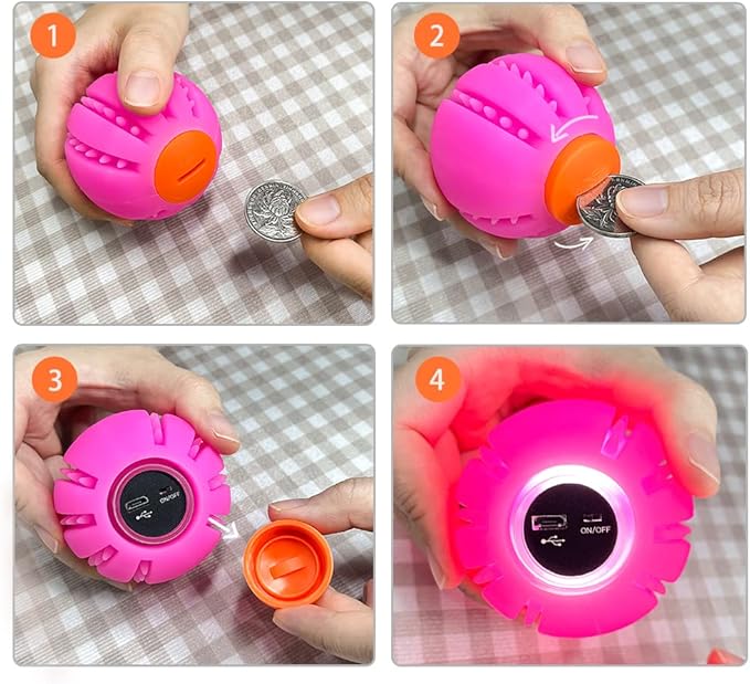 LaRoo LED Dog Balls Rechargeable,Light up Dog Ball Glow in The Dark,Teeth-Cleaning Natural Rubber,Interactive Dog Toys for Small & Medium Dogs,2.5 inches(Purple)