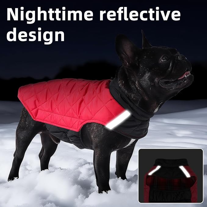 Reversible Waterproof Dog Coat - Adjustable Winter Jacket for Small to Large Breeds, Warm Cold Weather Apparel for Medium Dogs (Pink & Khaki, 2X-Large (Pack of 1))