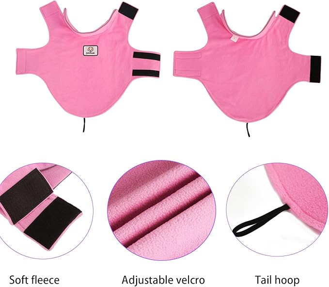 Fleece Dog Coat Winter Pet Jacket Reflective for Cold Weather for Large Medium Small Dogs(Pink,XS)