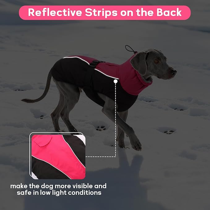 IDOMIK Dog Winter Coat, Reflective Waterproof Dog Jacket for Cold Weather, Warm Pet Coats for Small Medium Large Dogs, High Collar Doggy Fleece Snow Jacket, Winter Vest with Adjustable Buckle,XXL