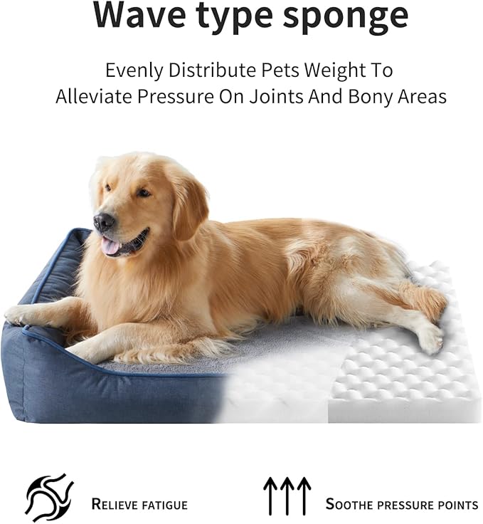 Orthopedic Dog Beds for Medium Dogs, Durable Egg Crate Foam Sofa Dog Bed wit Washable Removable Cover,Waterproof Lining,Pet Bed for Large Dogs (Dark Grey, 31.5" L x 25.2" W x 7" Th)