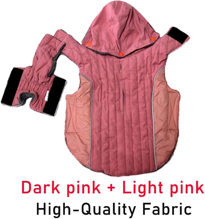 Fleece Dog Hoodie for Large Dogs Super Warm Doggie Jacket for Cold Winter Dog Coats,Pink XXL