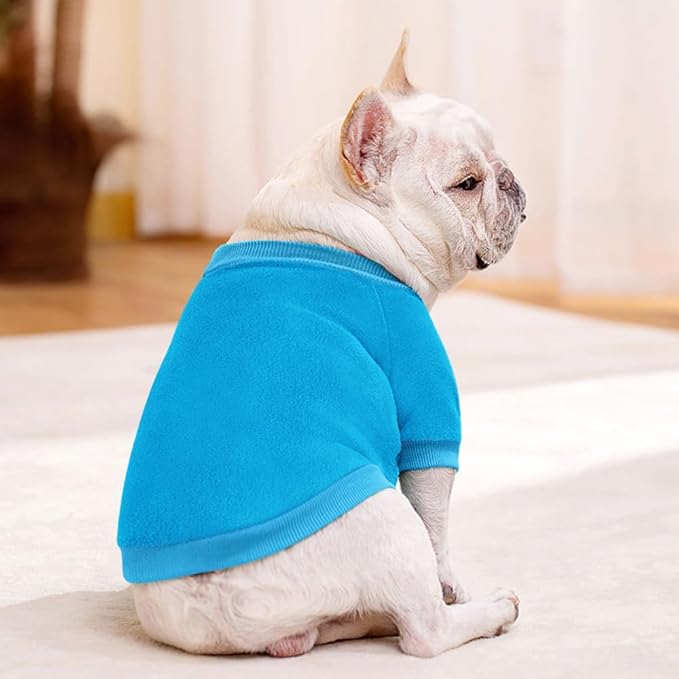 Idepet Dog Fleece Sweater, Small Dogs Shirt Pullover Sweatshirt Pet Dog Clothes Soft Puppy Sweater Warm Winter Shirt Classic Cat Apparel for Small Dogs and Cats (XX-Small, Blue)
