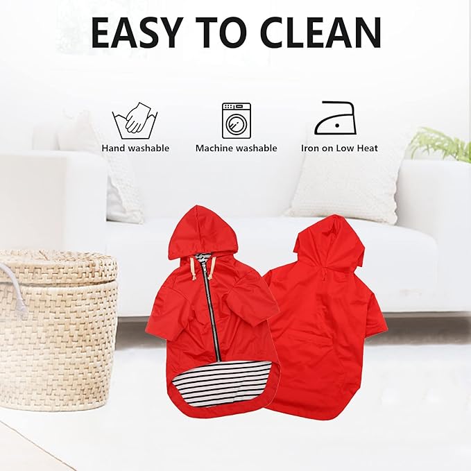 Dog Raincoat rain Jacket Raincoat Dogs Waterproof Small Medium Breeds Zip Closure Storage Pocket Harness Hole Red S