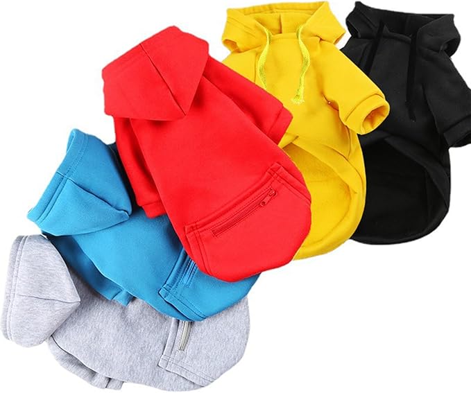 Jecikelon Winter Dog Hoodie Sweatshirts with Pockets Warm Clothes for Small Dogs Chihuahua Coat Puppy Custume Clothing (Large, Y02-Black)