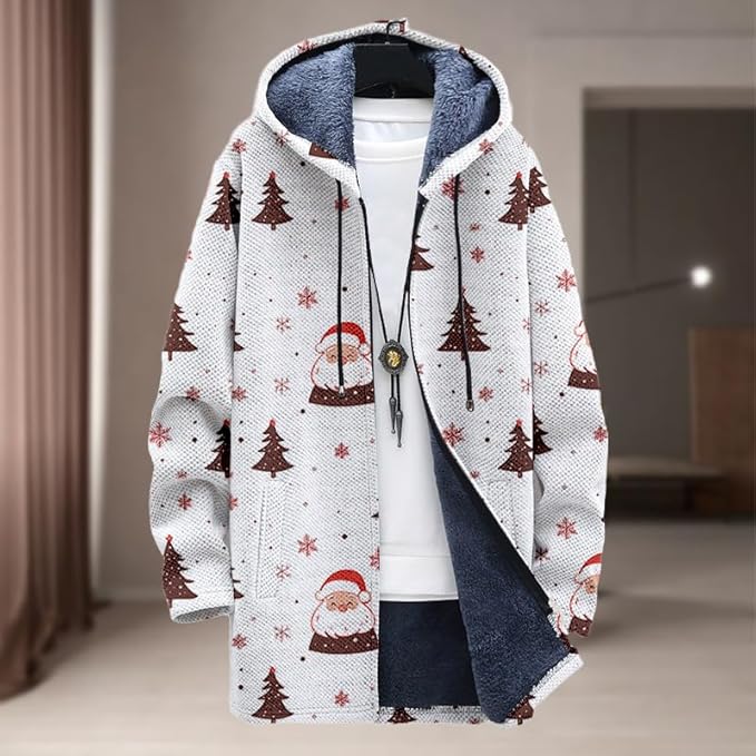 Oversized Full Zip Hoodie for Men Sherpa Fleece Lined Jacket with Hood Soft Warm Winter Coat with Pockets