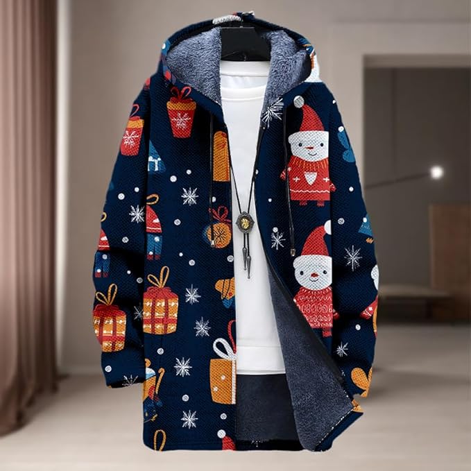 Oversized Full Zip Hoodie for Men Sherpa Fleece Lined Jacket with Hood Soft Warm Winter Coat with Pockets