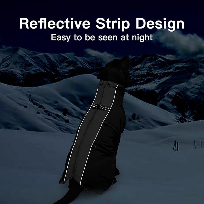Small Dog Coat Dog Winter Jacket Warm Zip Up Snowsuit Dog Harness Vest Reflective Water-Resistant Dog Coat Dog Snow Jacket for Small Dogs Yorkie, Toy Poodle, Black