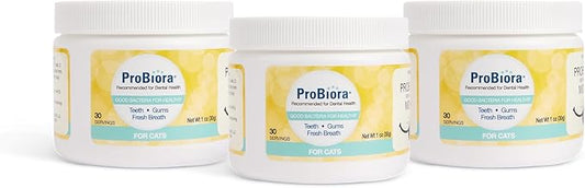Probiora for Cats | Oral Care Probiotic Supplement for Oral Care | Pet Probiotics to Reduce Bad Breath | Cat Nutritional Supplement for Dental Health | 30 Servings (30 Servings (Pack of 3), Jar)
