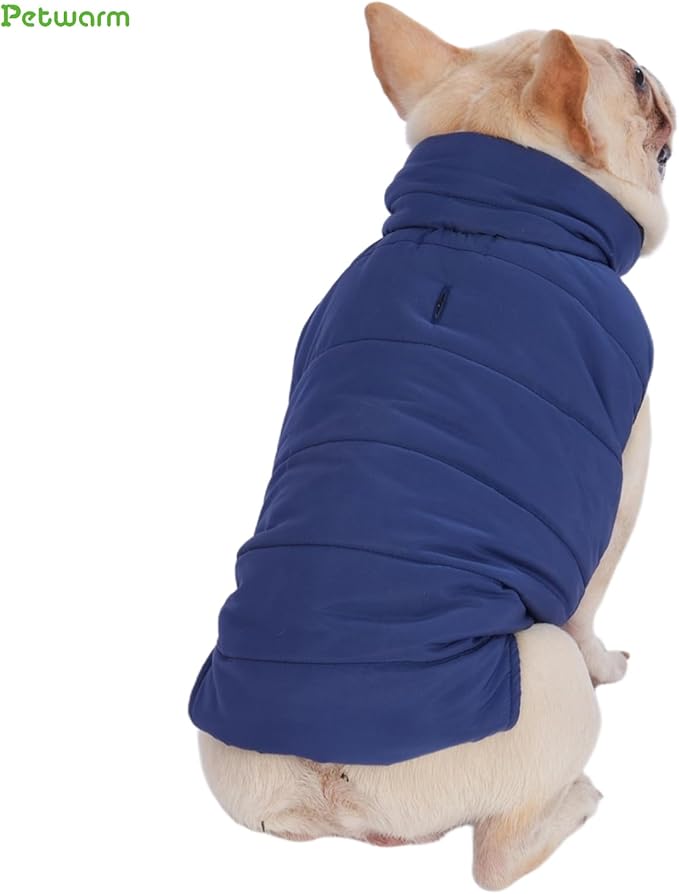 PetWarm Reversible Dog Cold Weather Coats, Waterproof Dog Puffer Vest, Vest for Dogs with Hook-and-Loop Strap, Windproof Outdoor Coat for Winter Walks and Snowy Days, Blue, M