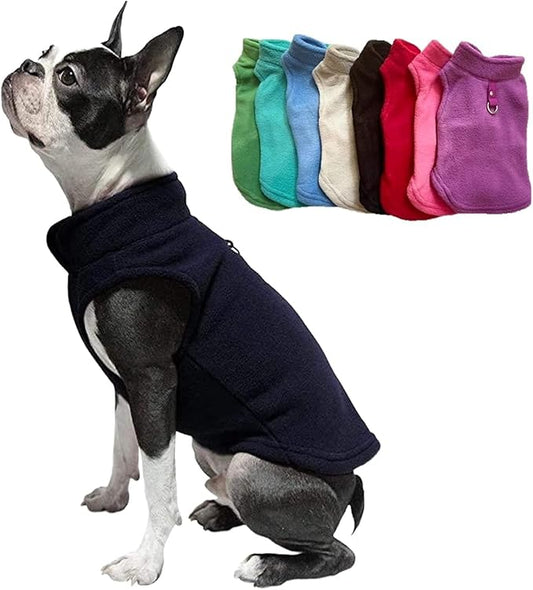 JACKO & CO - Fleece Vest Dog Sweater with Leash Ring - Soft, Warm & Lightweight Pullover Coat for Small & Medium Dogs, Puppies & Cats - Cozy Fall/Winter/Spring Pet Jacket (Black, Medium 6-10lbs)