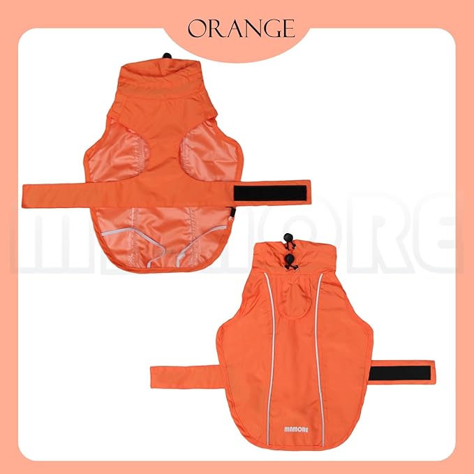 Waterproof Dog Raincoat with Reflective Strip, Adjustable Breathable Rain Coat Jacket with Leash Hole for Dogs (Orange, XX-Large)