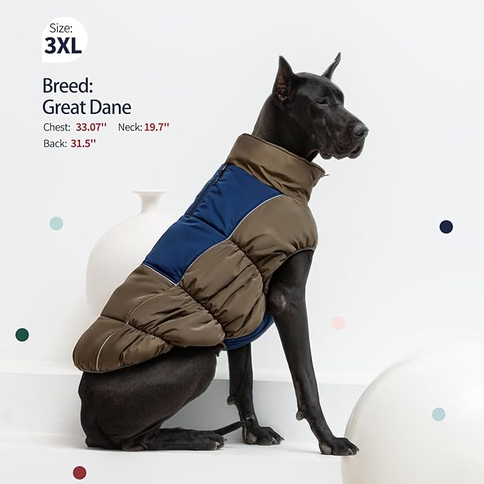 IECOii XXL Dog Coat, ZIPPED FLEECE & WATERPROOF Dog Winter Jacket, EXTRA LARGE for M/F Dogs