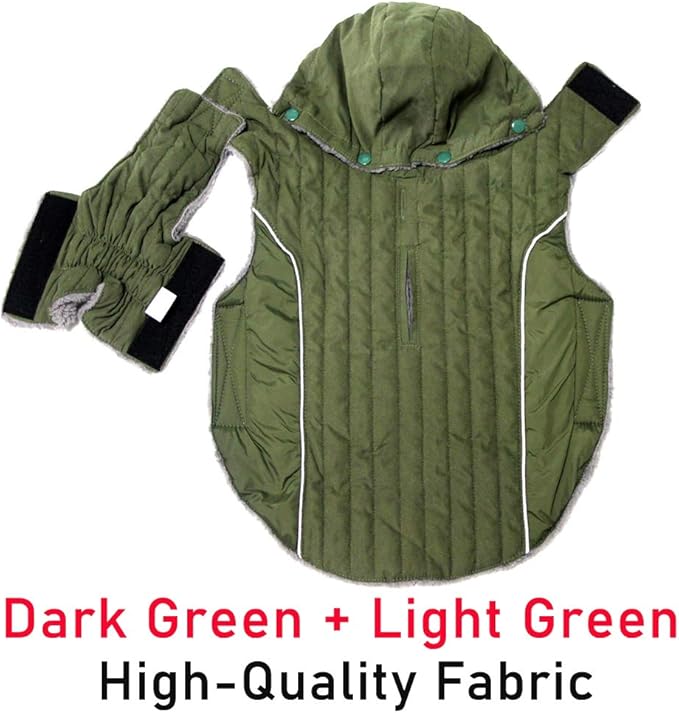 Fleece Dog Hoodie for Large Dogs Super Warm Doggie Jacket for Cold Winter Dog Coats,Green XXXL