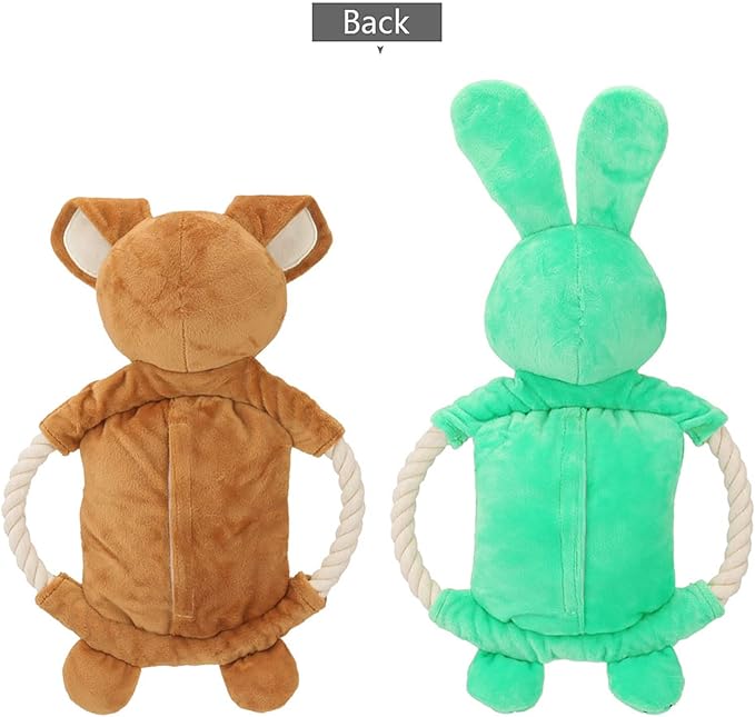 Squeaky Dog Toys , Funny Dog Toys Stuffed Plush Dog Toy , Cute Dog Rabbit Dog Birthday Gift Dog Chew Toys Pet Toys for Small Medium and Large Dogs(Green Rabbit)