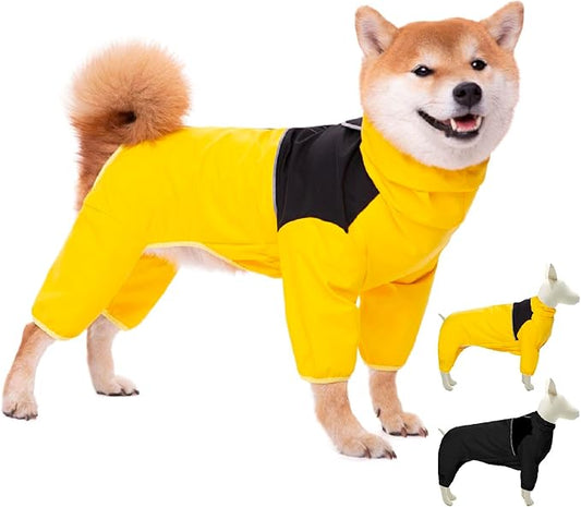 Dog Raincoat,Waterproof Windproof Rain Jacket,All-Weather Jacket,for Small Medium Large Extra Large Dogs (Yellow, Medium)
