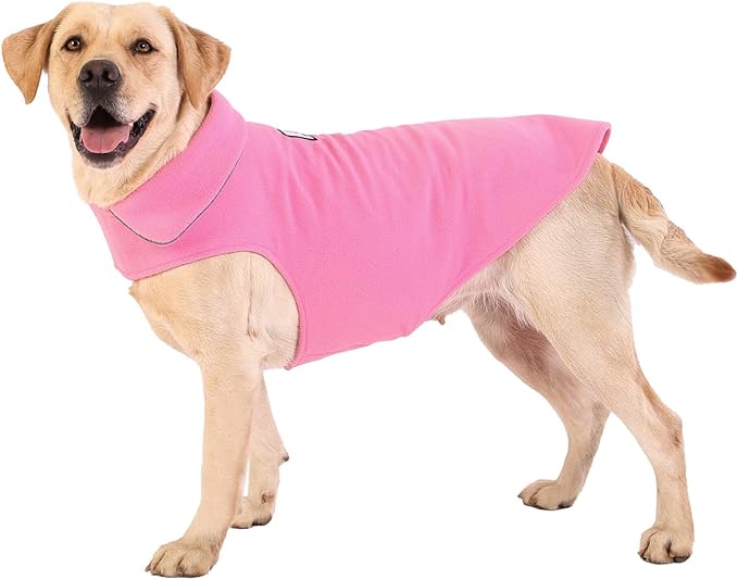 Fleece Dog Coat Winter Pet Jacket Reflective for Cold Weather for Large Medium Small Dogs(Pink,M)