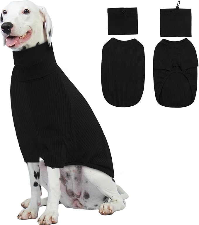 ROZKITCH Dog Shirt with Hoodie Dog Ears Cover 2 in 1, Soft Lightweight Dog Striped T Shirt Pullover Dog Tank with Detachable Ear Wrap, Dog Hoodie Tshirt Dog Boy Girl, Stretchy Sweater Black XL