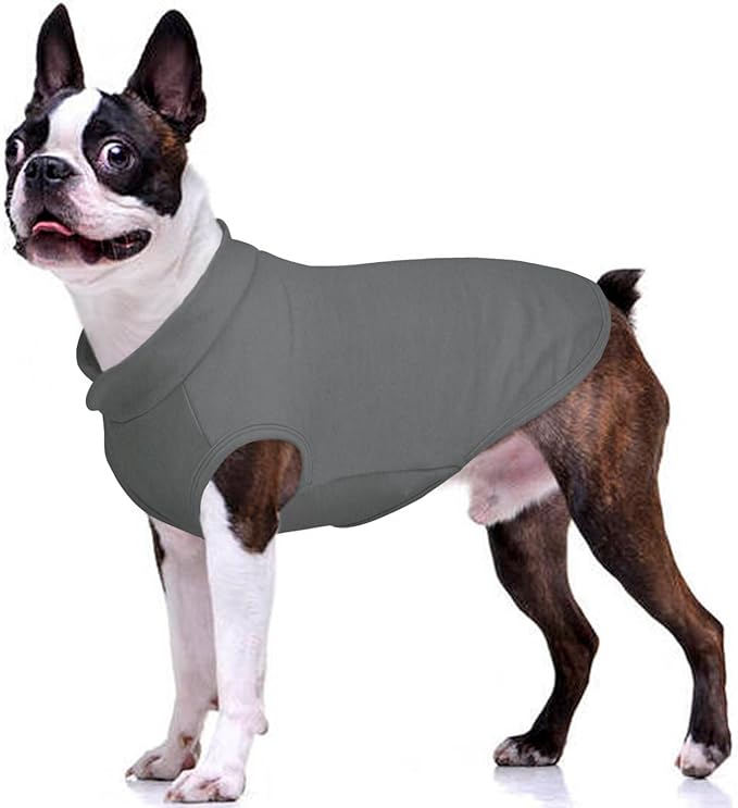 FUAMEY Dog Fleece Vest for Large Dogs,Warm Stretchy Dog Sweatshirts Pullover with Leash Hole Dogs Sweater Soft Pet Turtleneck Cozy Pet Vest Lightweight Sleeveless Grey XL