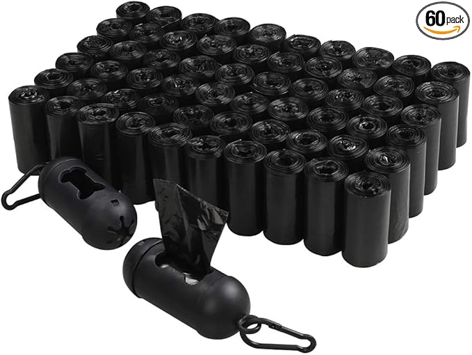 1200 Counts Dog Waste Poop Bag, Dog Poop Waste Bags with 2 Dispensers, Black, F
