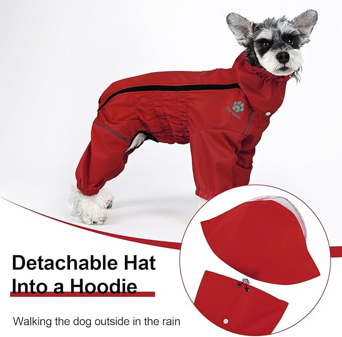 PINA Dog Raincoat, Waterproof Jacket with Hood, Lightweight Dog Coat, Poncho for Wet Weather, Full Wrap for Full Protection