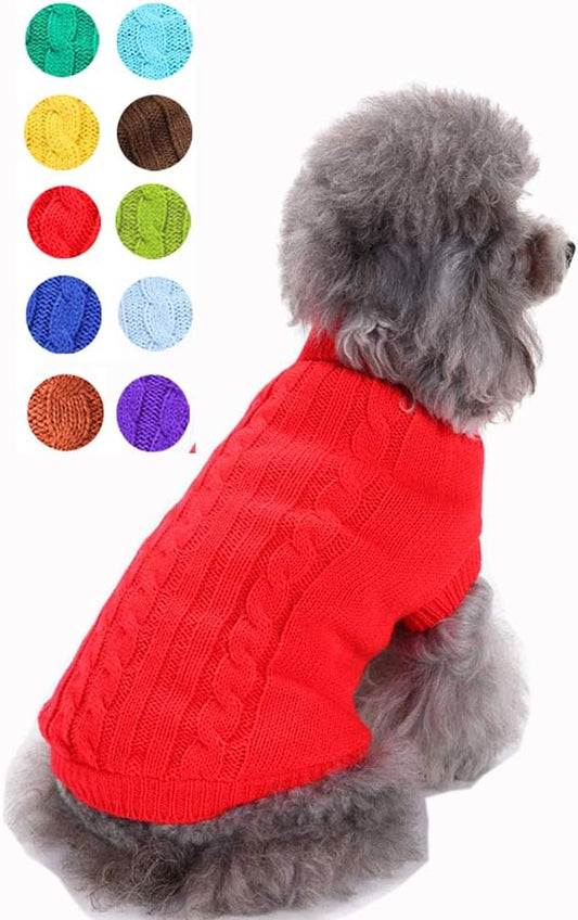 Classic Turtleneck Pet Sweater - Warm Dog & Cat Coat for Small, Medium & Large Dogs - Cute Winter Christmas Sweaters for Girls & Boys