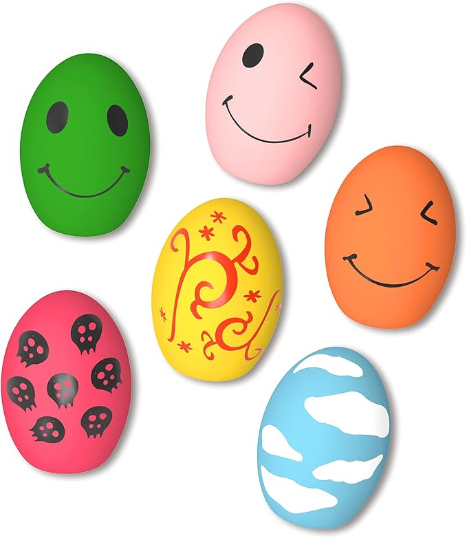 Dog Toys, Squeaky Latex Rubber Bouncy Balls, Squeaky Egg Dog Toys Balls, 6 Pack Interactive Squeak Dog Toy Set for Medium Large Breeds Dogs (6 Pack, Large)