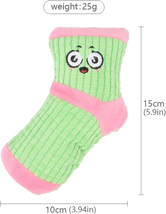 Squeaky Dog Toys, Pet Funny Stuffed Plush Cute Socks Birthday Gift Chew Toys for Small Medium Dogs(Pink White)