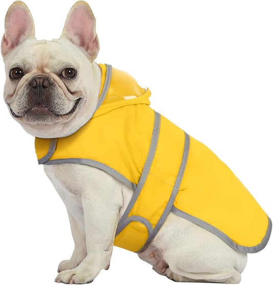 HDE Dog Raincoat with Clear Hood Rain Jacket Poncho for Small Medium Large Dogs Yellow - M