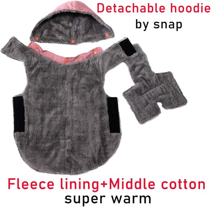 Fleece Dog Hoodie for Large Dogs Super Warm Doggie Jacket for Cold Winter Dog Coats,Pink XXXL