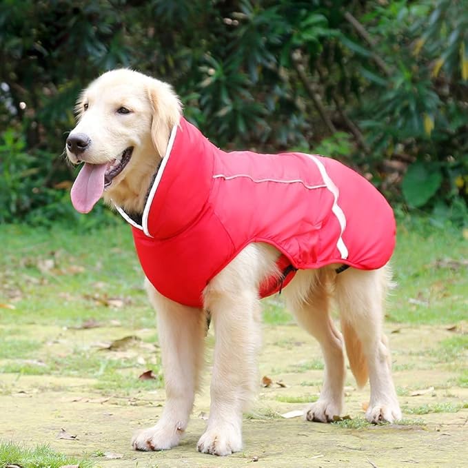 QBLEEV Warm Dog Coat Reflective Dog Jacket, Waterproof Dog Winter Coat Turtleneck Dog Clothes for Cold Weather, Thick Fleece Dog Snowsuit Christmas Dog Vest Pet Apparel for Small Medium Large Dogs 3XL