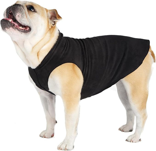 Goldpaw Stretchy Fleece Jacket for Small Dogs - Super Soft, Warm Dog Sweater - Pet Sweater Vest for Fall and Winter - Canine Clothes Made in The USA - Machine Washable - Black - Size 6