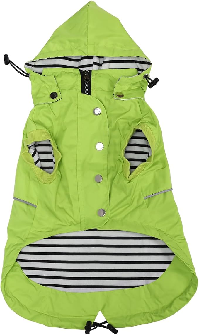 Dog Raincoat Waterproof Raincoats Dog rain Jacket Buttons Zipper Hood Drawstring Suitable for Small Medium Yorkie Terrier Schnauzer Poodle Border Collie Labrador 8lbs to 80lbs Green S