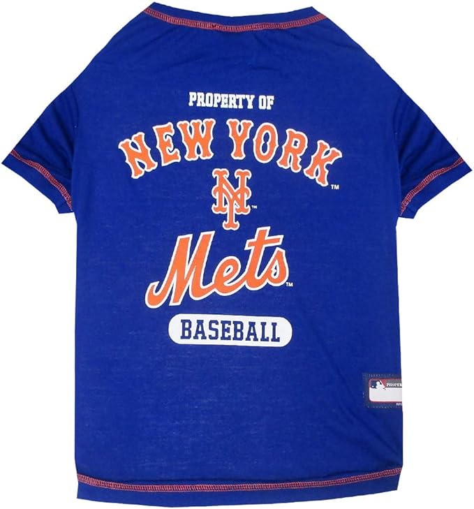 MLB New York Mets Dog T-Shirt, X-Small. - Licensed Shirt for Pets Team Colored with Team Logos. - Premium Stretchable Materials for The Comfort of Your Dog & cat.
