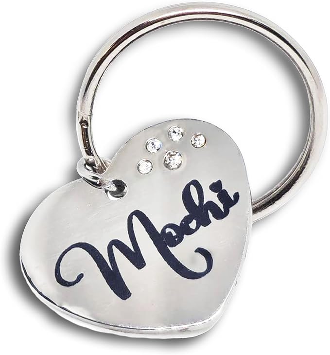 Custom Pet Tags Personalized for Cats & Dogs | Cat tag: Durable Stainless Steel. Custom Engraved Dog Tags for Collars, Harnesses & Leashes | Many Fonts & Design (Silver, Diamond Heart)